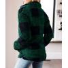 imageZESICA Womens Plaid Long Sleeve Zipper Sherpa Fleece Sweatshirt Pullover Jacket Coat with PocketsGreen