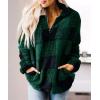 imageZESICA Womens Plaid Long Sleeve Zipper Sherpa Fleece Sweatshirt Pullover Jacket Coat with PocketsGreen