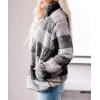 imageZESICA Womens Plaid Long Sleeve Zipper Sherpa Fleece Sweatshirt Pullover Jacket Coat with PocketsGrey