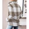 imageZESICA Womens Plaid Long Sleeve Zipper Sherpa Fleece Sweatshirt Pullover Jacket Coat with PocketsKhaki