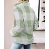 imageZESICA Womens Plaid Long Sleeve Zipper Sherpa Fleece Sweatshirt Pullover Jacket Coat with PocketsLightgreen