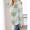 imageZESICA Womens Plaid Long Sleeve Zipper Sherpa Fleece Sweatshirt Pullover Jacket Coat with PocketsLightgreen