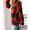 imageZESICA Womens Plaid Long Sleeve Zipper Sherpa Fleece Sweatshirt Pullover Jacket Coat with PocketsOrange Red
