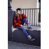 imageZESICA Womens Plaid Long Sleeve Zipper Sherpa Fleece Sweatshirt Pullover Jacket Coat with PocketsOrange Red
