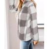 imageZESICA Womens Plaid Long Sleeve Zipper Sherpa Fleece Sweatshirt Pullover Jacket Coat with PocketsPurplegrey