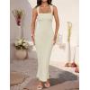 imageZESICA Womens Summer Bodycon Midi Dress Sleeveless Square Neck Slim Fit Back Slit Long Cocktail Party DressesApricot