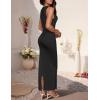 imageZESICA Womens Summer Bodycon Midi Dress Sleeveless Square Neck Slim Fit Back Slit Long Cocktail Party DressesBlack