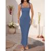 imageZESICA Womens Summer Bodycon Midi Dress Sleeveless Square Neck Slim Fit Back Slit Long Cocktail Party DressesDusty Blue