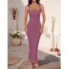 imageZESICA Womens Summer Bodycon Midi Dress Sleeveless Square Neck Slim Fit Back Slit Long Cocktail Party DressesFuchsia