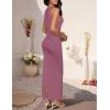 imageZESICA Womens Summer Bodycon Midi Dress Sleeveless Square Neck Slim Fit Back Slit Long Cocktail Party DressesFuchsia