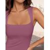 imageZESICA Womens Summer Bodycon Midi Dress Sleeveless Square Neck Slim Fit Back Slit Long Cocktail Party DressesFuchsia