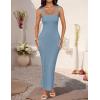 imageZESICA Womens Summer Bodycon Midi Dress Sleeveless Square Neck Slim Fit Back Slit Long Cocktail Party DressesLight Blue