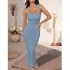 imageZESICA Womens Summer Bodycon Midi Dress Sleeveless Square Neck Slim Fit Back Slit Long Cocktail Party DressesLight Blue