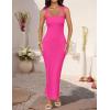 imageZESICA Womens Summer Bodycon Midi Dress Sleeveless Square Neck Slim Fit Back Slit Long Cocktail Party DressesRose