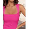 imageZESICA Womens Summer Bodycon Midi Dress Sleeveless Square Neck Slim Fit Back Slit Long Cocktail Party DressesRose