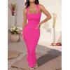imageZESICA Womens Summer Bodycon Midi Dress Sleeveless Square Neck Slim Fit Back Slit Long Cocktail Party DressesRose