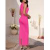 imageZESICA Womens Summer Bodycon Midi Dress Sleeveless Square Neck Slim Fit Back Slit Long Cocktail Party DressesRose