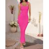 imageZESICA Womens Summer Bodycon Midi Dress Sleeveless Square Neck Slim Fit Back Slit Long Cocktail Party DressesRose