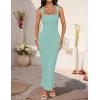 imageZESICA Womens Summer Bodycon Midi Dress Sleeveless Square Neck Slim Fit Back Slit Long Cocktail Party DressesSage