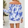 imageZESICA Womens Summer Off Shoulder Tops 2025 Floral Chiffon Long Sleeve Loose Dressy Casual Shirts BlousesBlue