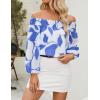 imageZESICA Womens Summer Off Shoulder Tops 2025 Floral Chiffon Long Sleeve Loose Dressy Casual Shirts BlousesBlue