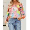 imageZESICA Womens Summer Off Shoulder Tops 2025 Floral Chiffon Long Sleeve Loose Dressy Casual Shirts BlousesBlue Pink