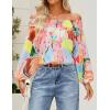 imageZESICA Womens Summer Off Shoulder Tops 2025 Floral Chiffon Long Sleeve Loose Dressy Casual Shirts BlousesBlue Pink