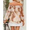 imageZESICA Womens Summer Off Shoulder Tops 2025 Floral Chiffon Long Sleeve Loose Dressy Casual Shirts BlousesBrown