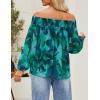 imageZESICA Womens Summer Off Shoulder Tops 2025 Floral Chiffon Long Sleeve Loose Dressy Casual Shirts BlousesGreen