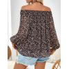 imageZESICA Womens Summer Off Shoulder Tops 2025 Floral Chiffon Long Sleeve Loose Dressy Casual Shirts BlousesLeopard