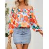 imageZESICA Womens Summer Off Shoulder Tops 2025 Floral Chiffon Long Sleeve Loose Dressy Casual Shirts BlousesOrange