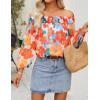 imageZESICA Womens Summer Off Shoulder Tops 2025 Floral Chiffon Long Sleeve Loose Dressy Casual Shirts BlousesOrange