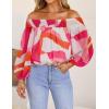 imageZESICA Womens Summer Off Shoulder Tops 2025 Floral Chiffon Long Sleeve Loose Dressy Casual Shirts BlousesPink