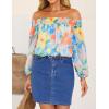 imageZESICA Womens Summer Off Shoulder Tops 2025 Floral Chiffon Long Sleeve Loose Dressy Casual Shirts BlousesSky