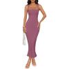 imageZESICA Womens Summer Bodycon Midi Dress Sleeveless Square Neck Slim Fit Back Slit Long Cocktail Party DressesFuchsia