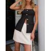 imageZESICA Womens 2025 Summer Casual Sleeveless Suit Vest Square Neck Button Down Work Business Blazer Vests WaistcoatBlack