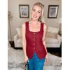 imageZESICA Womens 2025 Summer Casual Sleeveless Suit Vest Square Neck Button Down Work Business Blazer Vests WaistcoatDark Red