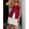 imageZESICA Womens 2025 Summer Casual Sleeveless Suit Vest Square Neck Button Down Work Business Blazer Vests WaistcoatDark Red