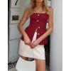 imageZESICA Womens 2025 Summer Casual Sleeveless Suit Vest Square Neck Button Down Work Business Blazer Vests WaistcoatDark Red