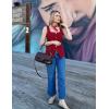 imageZESICA Womens 2025 Summer Casual Sleeveless Suit Vest Square Neck Button Down Work Business Blazer Vests WaistcoatDark Red