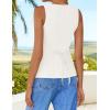 imageZESICA Womens 2025 Summer Casual Sleeveless Suit Vest Square Neck Button Down Work Business Blazer Vests WaistcoatIvory