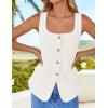 imageZESICA Womens 2025 Summer Casual Sleeveless Suit Vest Square Neck Button Down Work Business Blazer Vests WaistcoatIvory