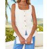 imageZESICA Womens 2025 Summer Casual Sleeveless Suit Vest Square Neck Button Down Work Business Blazer Vests WaistcoatIvory