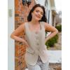 imageZESICA Womens 2025 Summer Casual Sleeveless Suit Vest Square Neck Button Down Work Business Blazer Vests WaistcoatKhaki