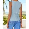 imageZESICA Womens 2025 Summer Casual Sleeveless Suit Vest Square Neck Button Down Work Business Blazer Vests WaistcoatSky