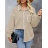imageZESICA Womens Corduroy Shacket Jacket Long Sleeve Button Down Shirt Oversized Blouses Tops with PocketsApricot