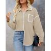 imageZESICA Womens Corduroy Shacket Jacket Long Sleeve Button Down Shirt Oversized Blouses Tops with PocketsApricot
