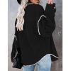 imageZESICA Womens Corduroy Shacket Jacket Long Sleeve Button Down Shirt Oversized Blouses Tops with PocketsBlack