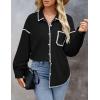 imageZESICA Womens Corduroy Shacket Jacket Long Sleeve Button Down Shirt Oversized Blouses Tops with PocketsBlack