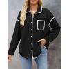 imageZESICA Womens Corduroy Shacket Jacket Long Sleeve Button Down Shirt Oversized Blouses Tops with PocketsBlack